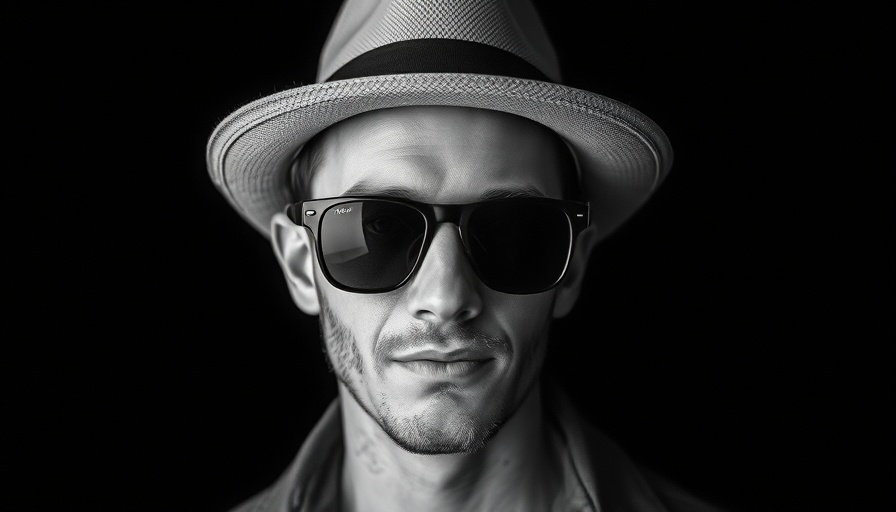 Monochrome infrared image of a person with sunglasses