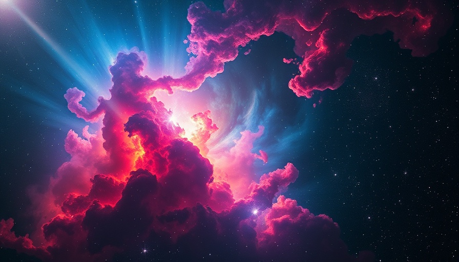 Vibrant star formation in colorful gas clouds in deep space.