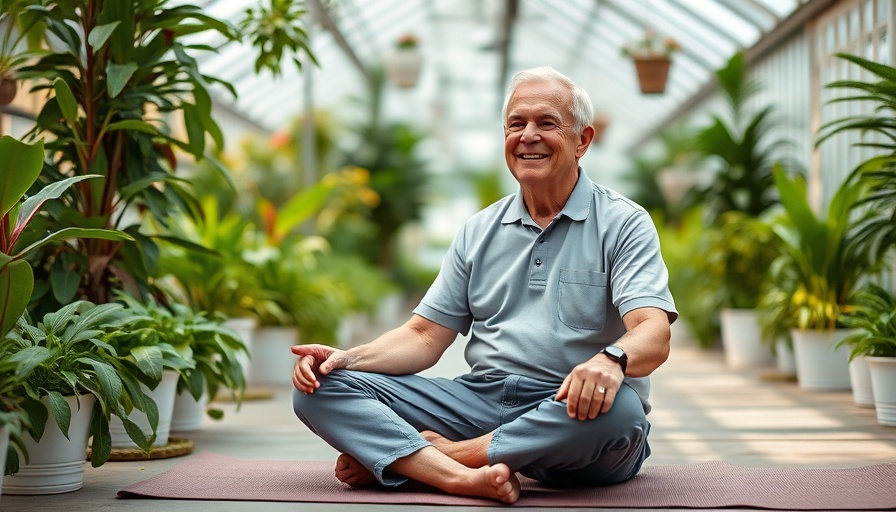 Exercise lowers depression and sleep issues: Elderly man relaxing on yoga mat.