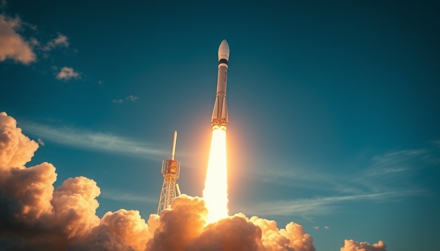 SpaceX rocket launch carrying Starlink satellites at dawn.