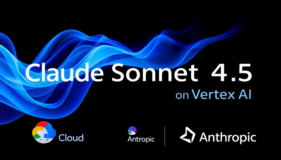 Claude Sonnet 4.5 AI advertisement with abstract blue design