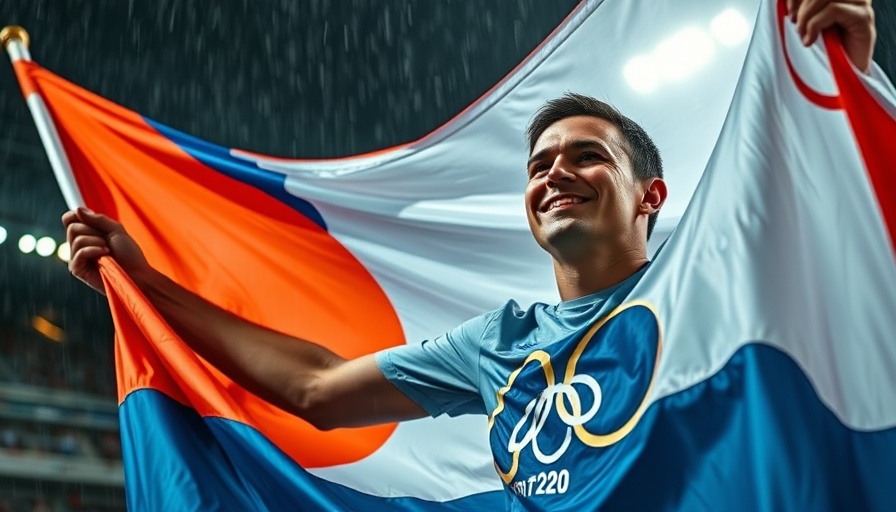 Paralympic flag waving in rain during committee announcement event