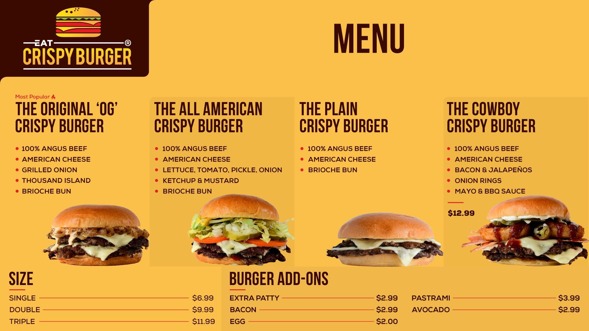 eat crispy burger menu