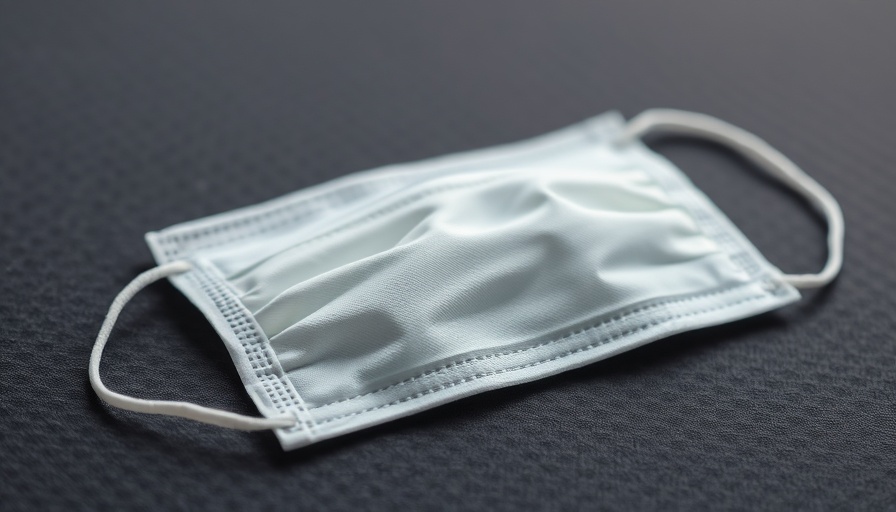 Biodegradable face mask on dark surface.