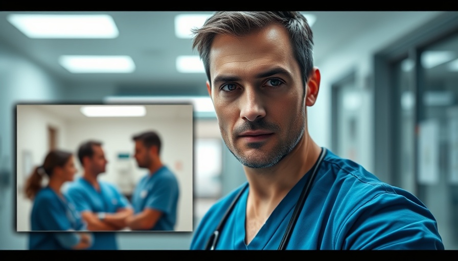 Medical professionals discussing in a hospital, serious atmosphere.