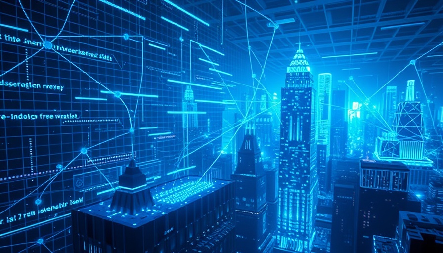 Futuristic digital cityscape with neon blue glow for domain investing strategies.