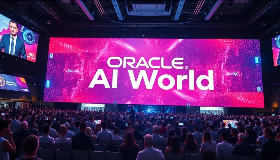 Oracle AI World 2025 digital display at a tech convention.