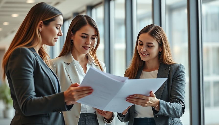 Professionals discuss consulting benefits in modern office.