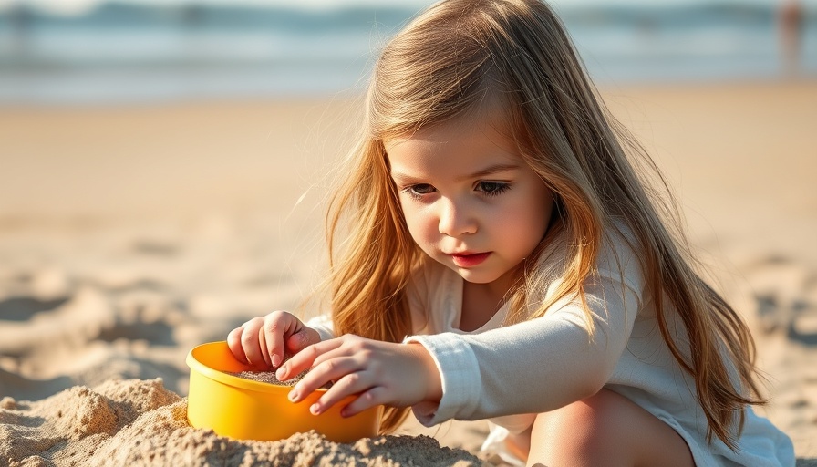 Cabo travel: Girl building sandcastle on sunlit beach.