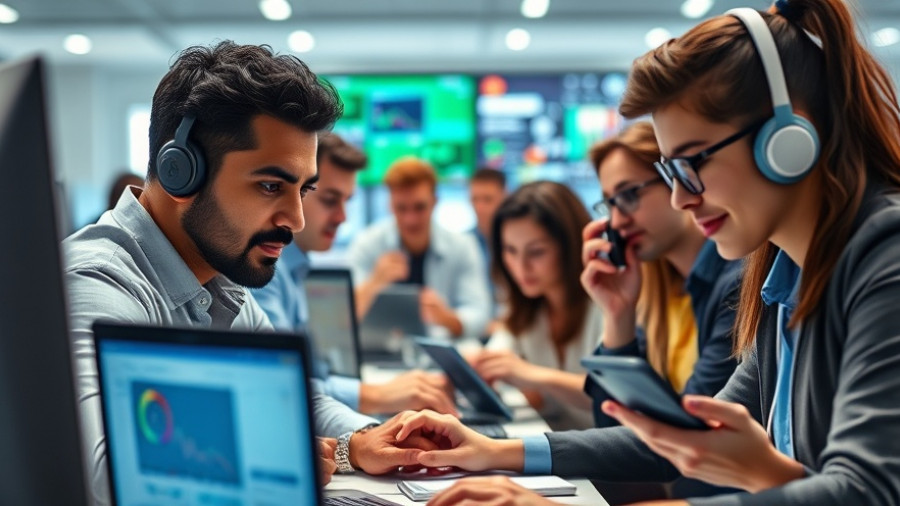 Diverse professionals analyzing AI-generated content and authenticity.