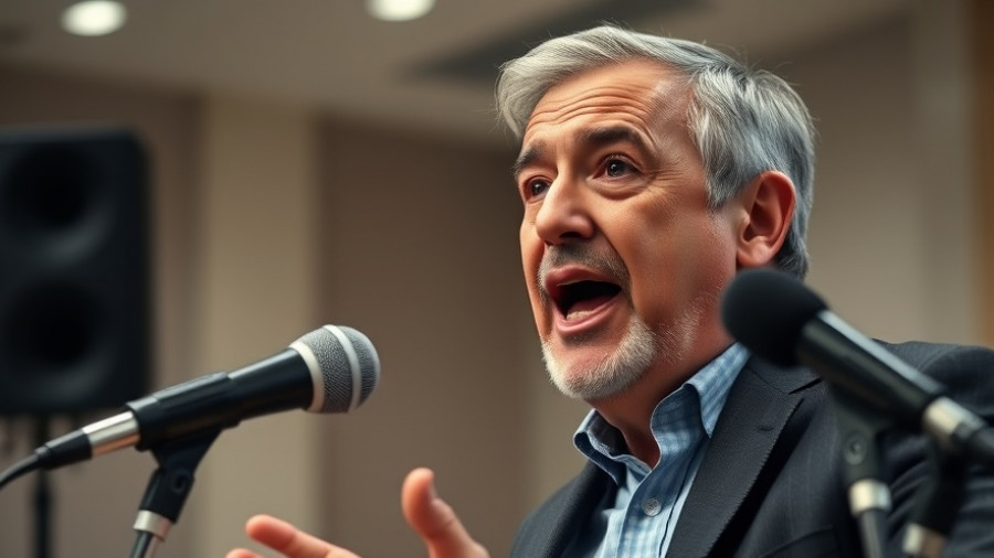 Speaker passionately discussing healthcare for illegal immigrants in studio.