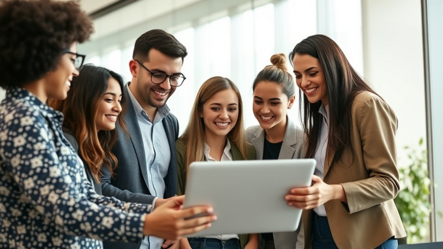 Diverse team collaborating in a modern office for video marketing agency growth.