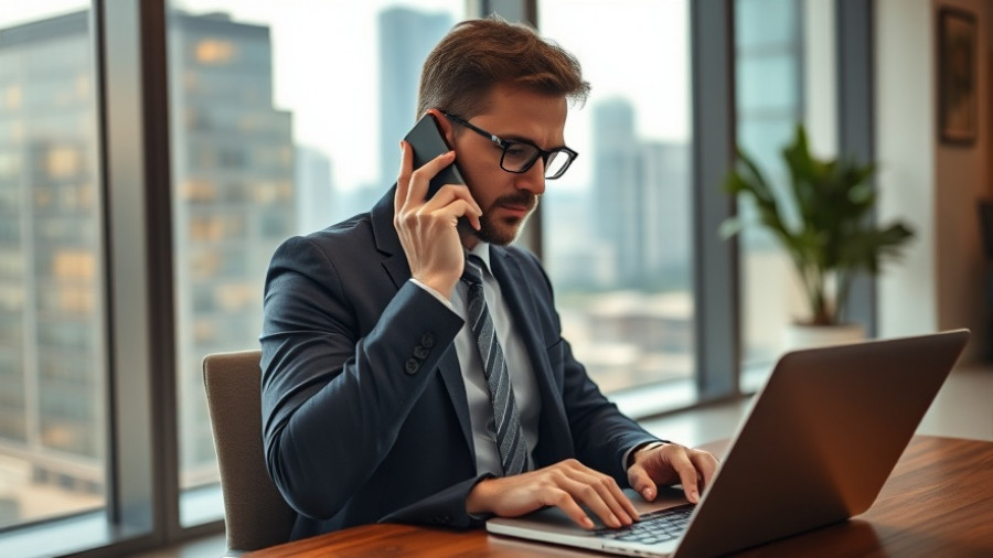 Professional man working in modern office, property management Auckland.