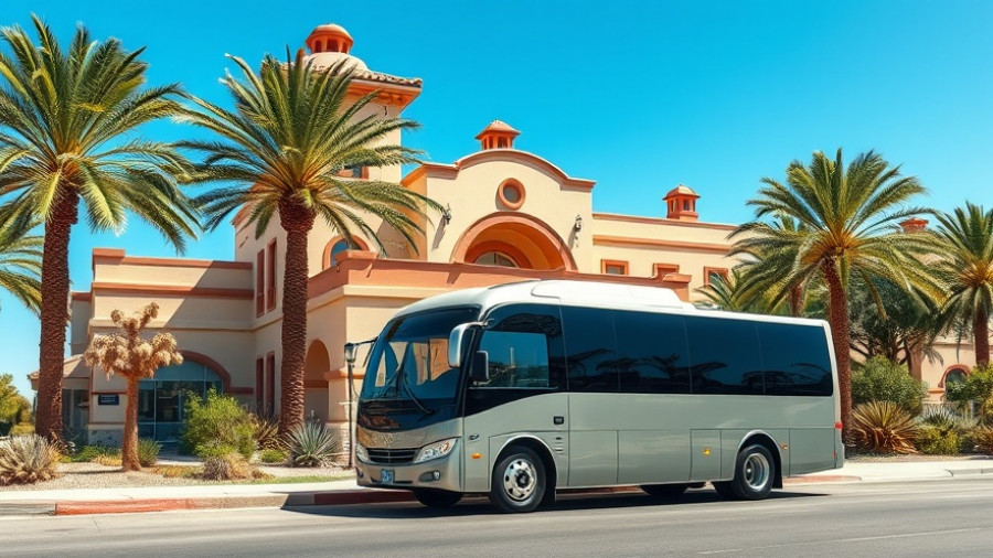Modern airport shuttle in La Paz near Spanish-style building.
