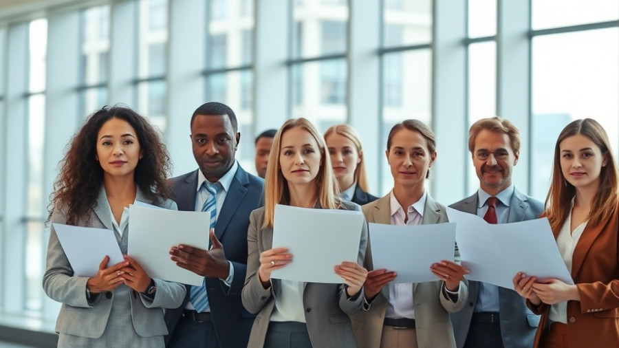 Professionals attentively holding documents in a modern office, AI-driven HR tools for SMBs.