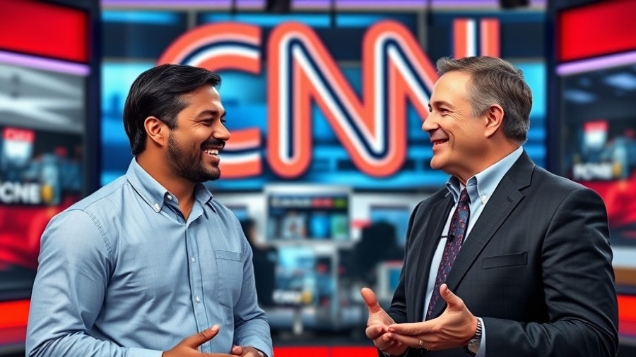 Two men with a CNN backdrop discussing media integrity.