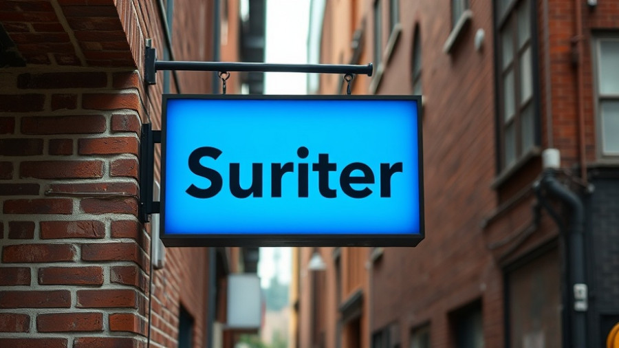 Blue sign reading 'Suriter' on brick wall, cloud storage AI tools.