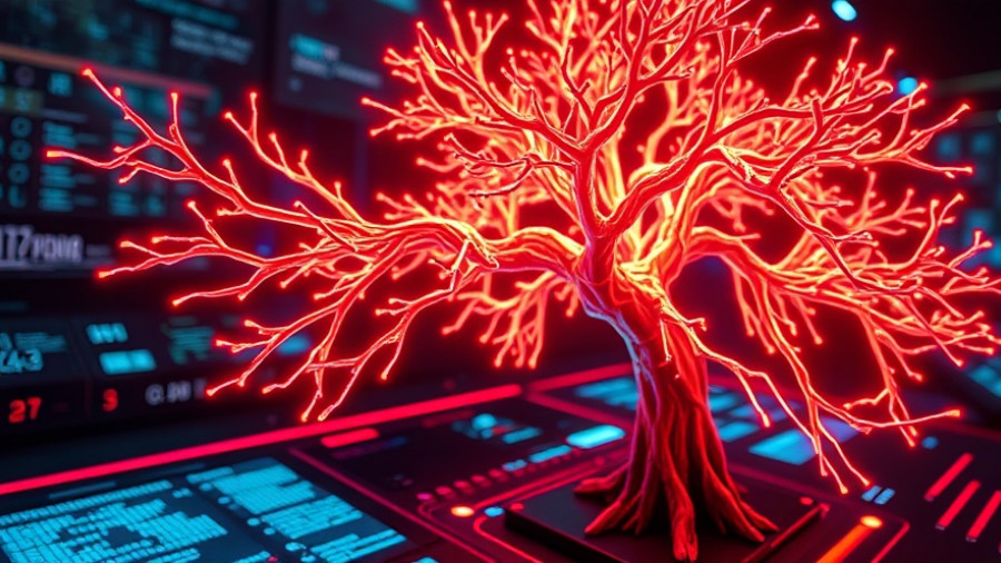 Futuristic neon structure in medical imaging context.