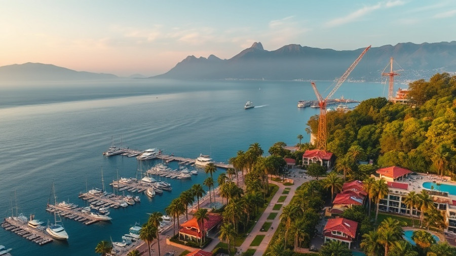 Aerial view of Cabo coastal resort and marina for vacation planning.