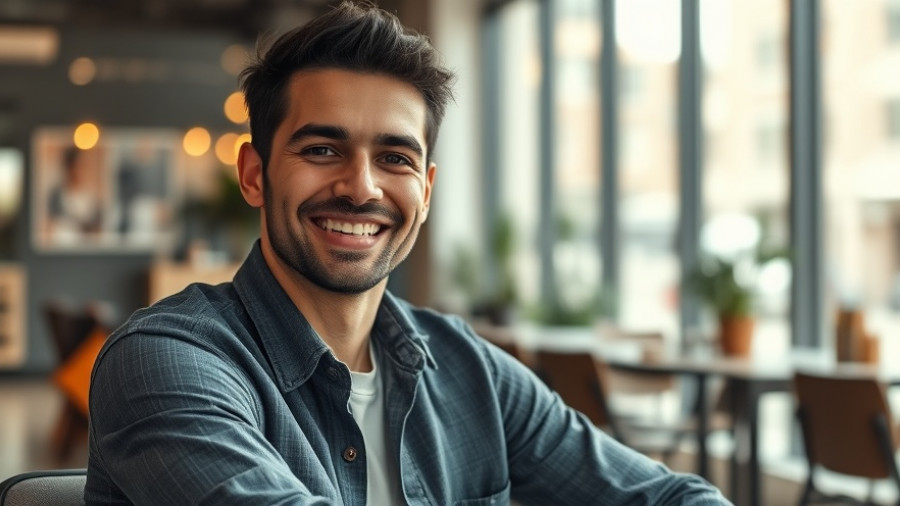Confident man sitting indoors symbolizing smartphone digital keys.