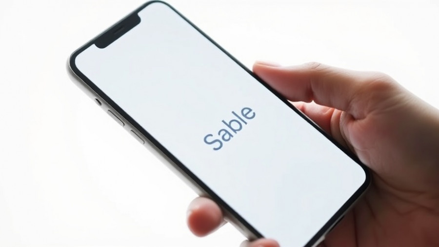 Close-up of smartphone displaying a logo, AI patent search tool concept.