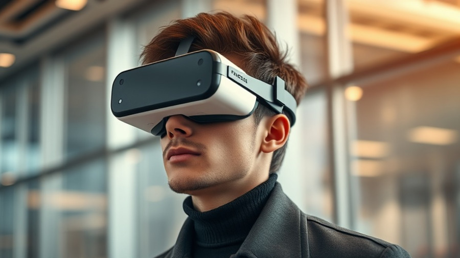 Stylish young man in futuristic VR glasses in modern office, reflecting on OpenAI's revenue growth.