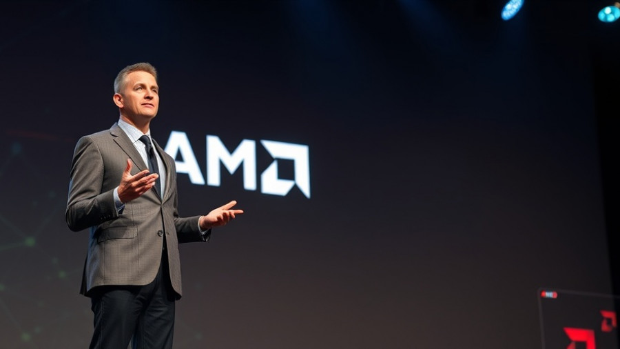 Confident presenter with AMD logo discussing Q3 earnings report.