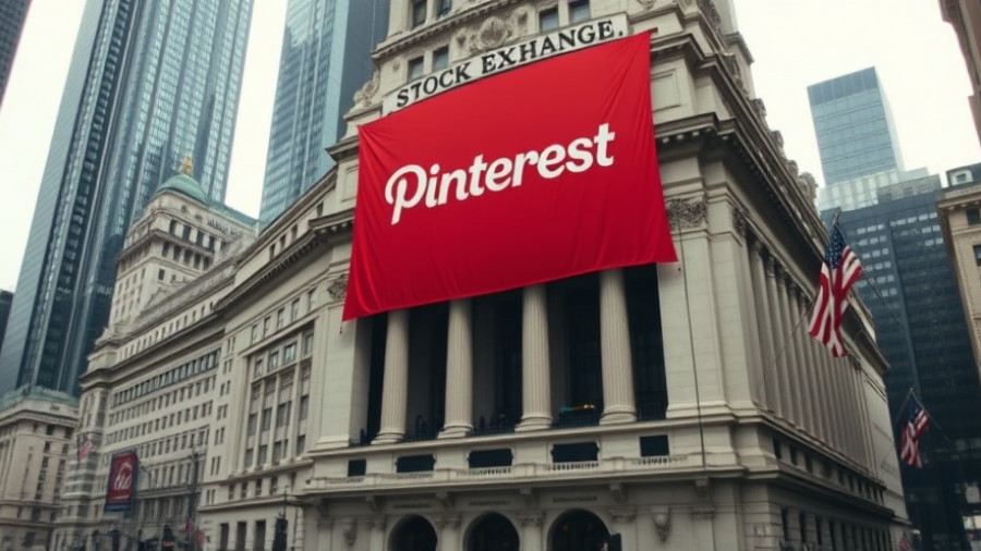 Pinterest banner on stock exchange building amid AI investment market volatility.