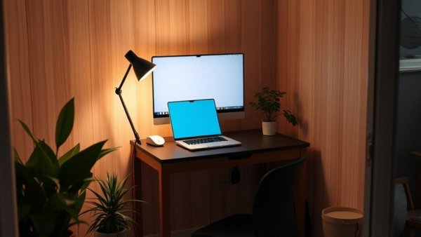 Moft Sit-Stand Laptop Desk in a cozy home office setup.