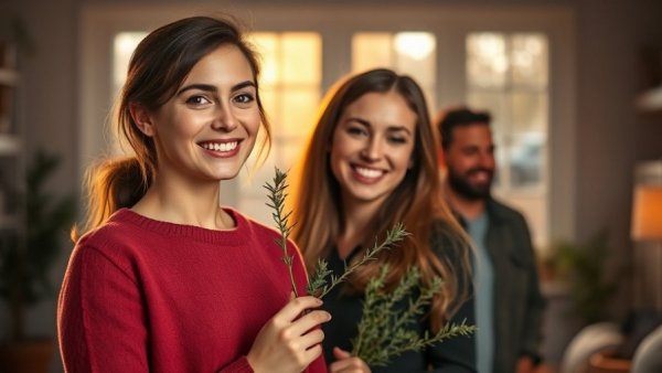 Couple with rosemary promoting healthy skin regeneration after injury.