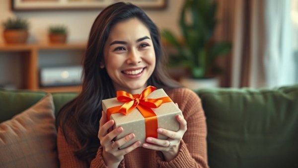 Successful corporate holiday gifting with a joyful recipient.