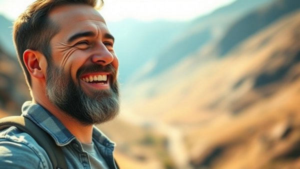 Cheerful man enjoying a sunny day outdoors.