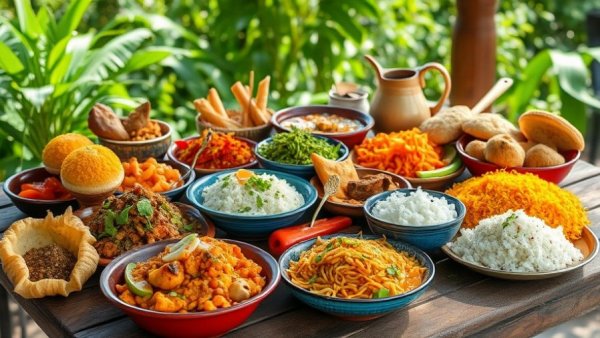 Culinary journey through Sri Lanka and Maldives with dishes on a rustic table.