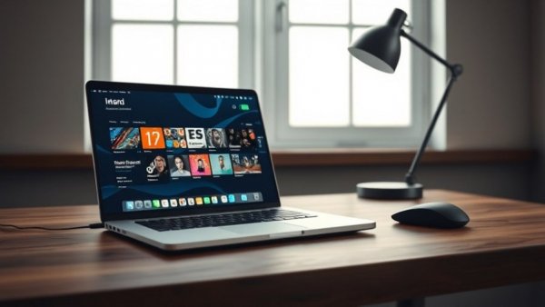 Modern laptop setup with accessories for productivity.