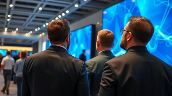 Men viewing vibrant screens showcasing HDR10+ Advanced technology.