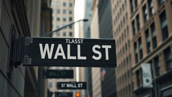 Wall Street sign symbolizing Dow Jones vs Nasdaq stock market analysis.