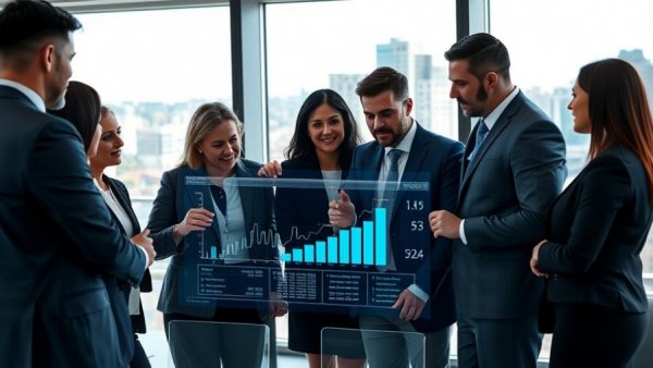 Business team discussing distribution channel marketing strategy in modern office.