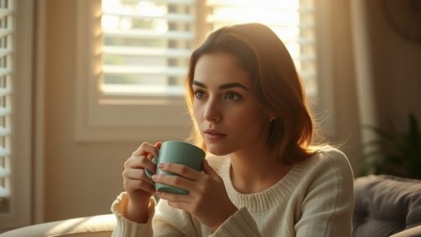 Young woman enjoying coffee, highlighting health benefits of daily coffee consumption.