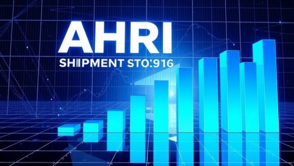 Heat pump shipments decline visualized with bar graph and AHRI branding.
