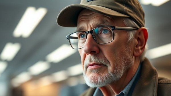 Thoughtful older man in office, enhancing productivity.
