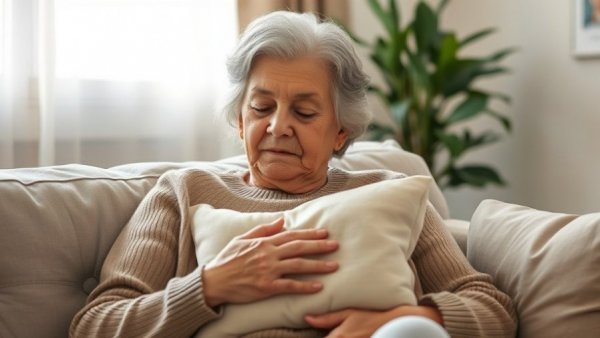 Elderly woman peacefully managing inflammation during perimenopause.
