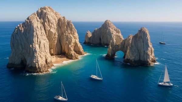 Stunning aerial view of Cabo San Lucas at best time to visit.