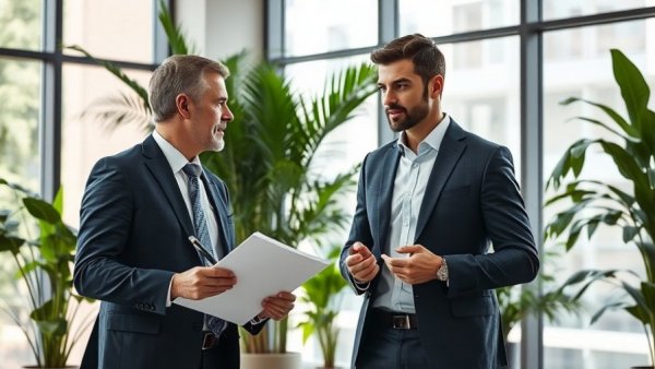 Two business professionals in discussion, demonstrating how to be taken seriously as a buyer.