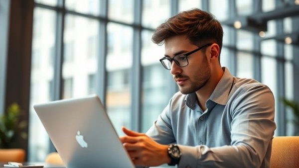 Focused professional analyzing data for market targeting in a modern office.