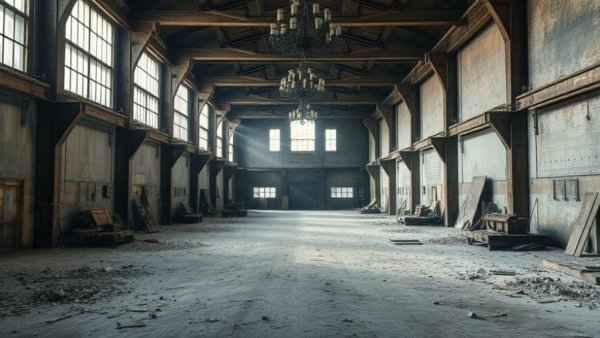 Abandoned industrial interior with debris highlights asbestos exposure legal insights.