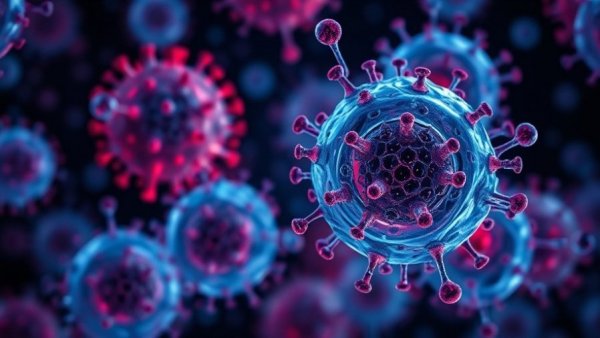 Colorful cells illustration, relating to stem cell treatments for genetic blindness.