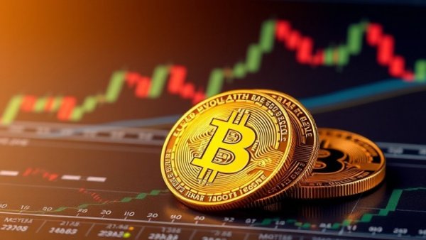 Golden Bitcoin on a trading chart represents Breed VC Fund II cryptocurrency investment.