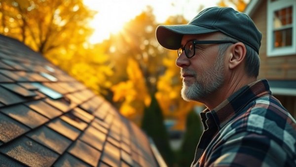 Man observing roof damage, illustrating the difference between roof repair and replacement.