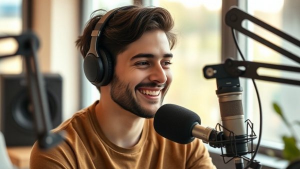 Confident podcaster discussing finding a pain point worth solving.