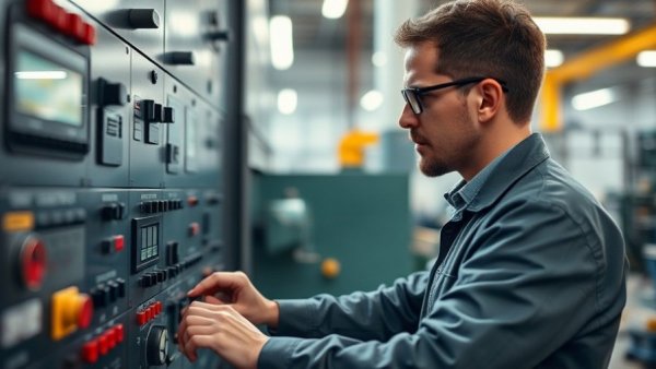 Technician adjusting industrial control panel, ASHRAE 36 HVAC control sequences